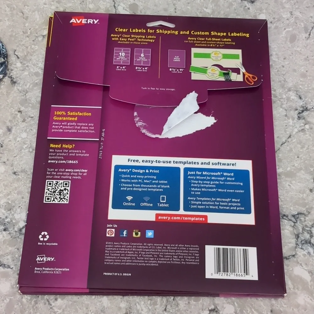 Shipping Labels, Business Cards, Specialty Printer Paper See Detailed List